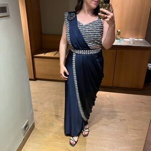 Navy and Silver Cocktail Saree